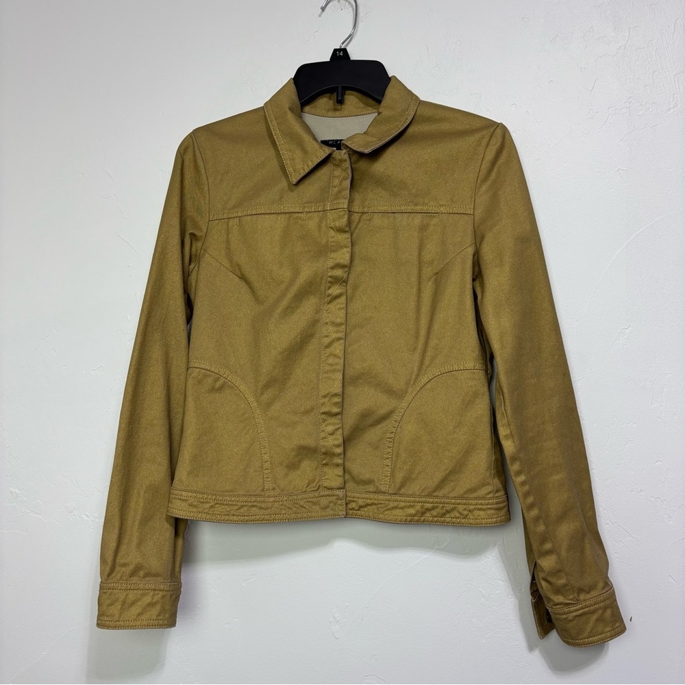 Reaction Kenneth Cole Women's Snap Front Tan Metallic Gold Jacket Blazer Small